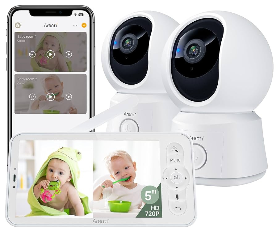 ARENTI Baby Monitor 2 Cameras, Smart Baby Camera with 5-Inch Wireless Display, Super Night Vision... | Amazon (US)