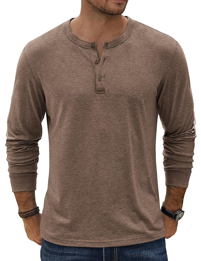 COOFANDY Men's Henley T-Shirt Long Sleeve Casual Lightweight Pullover Shirts Soft Stretch Basic T... | Amazon (US)