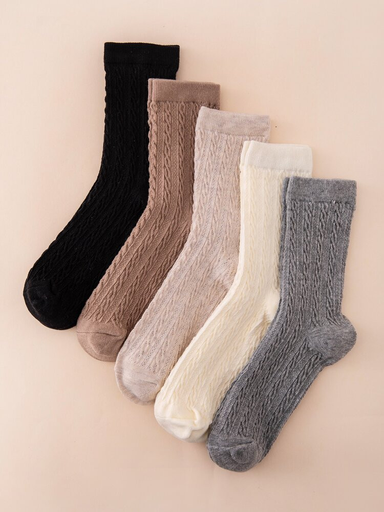 5pairs Solid Crew Socks | SHEIN