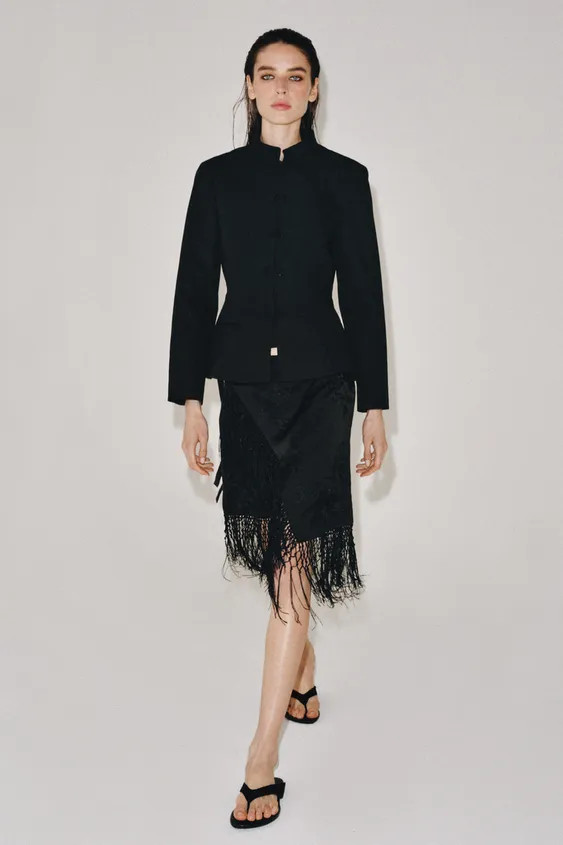 ZW COLLECTION EMBROIDERED FRINGE SKIRT | Zara US