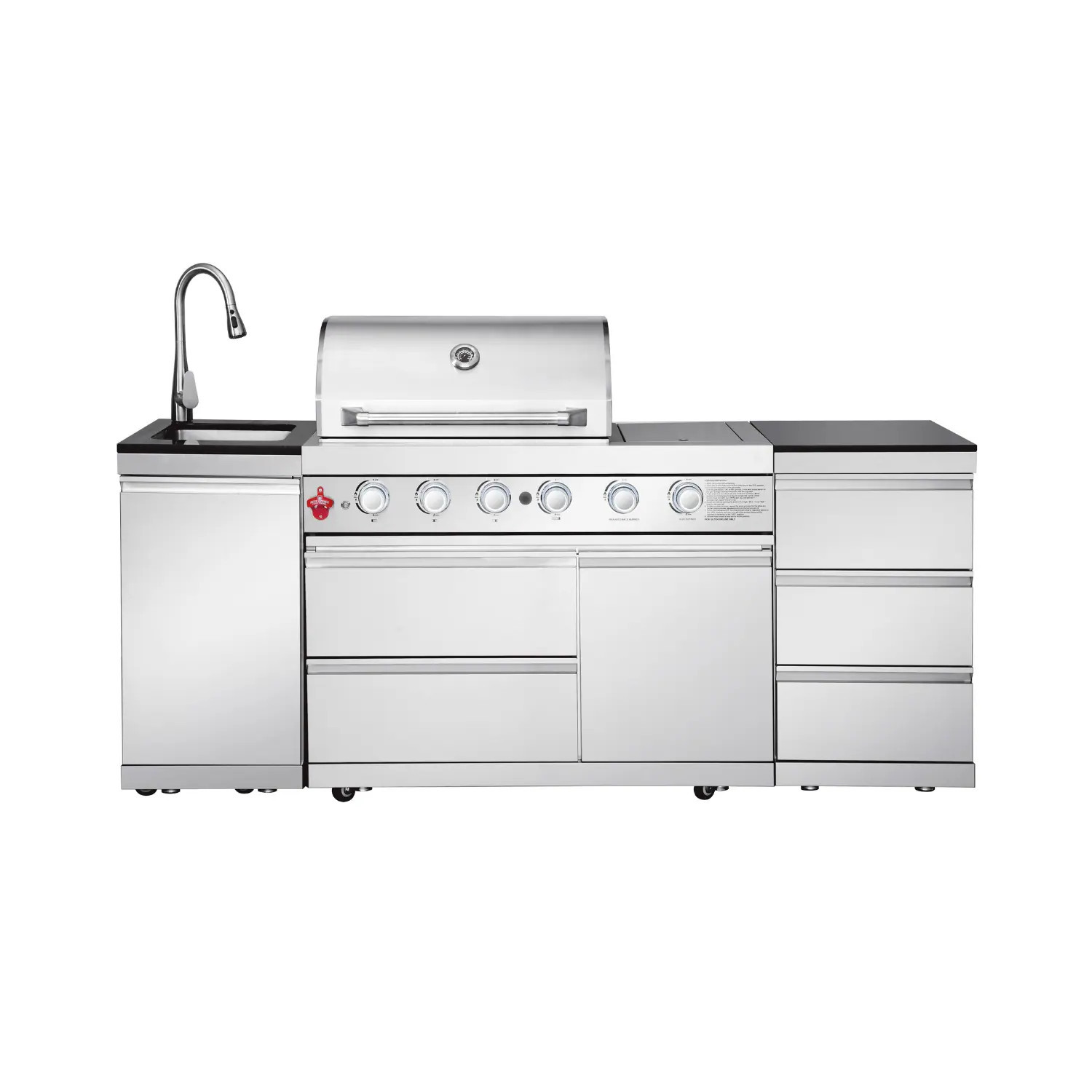 Wooakway Outdoor Kitchen Island Outdoor BBQ Island Outdoor Grill Island Outdoor Kitchen Grill Station 304 Stainless Steel 83.3 Inch 4+1 Burner | Lowe's