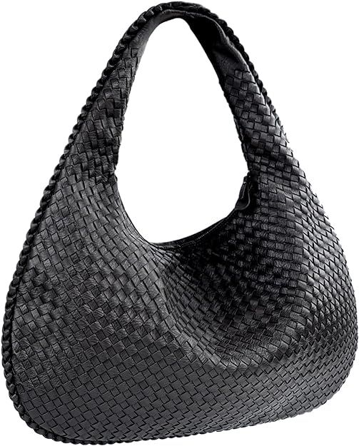 Woven Bag Leather Hobo handbags for Women, Top-handle Shoulder Tote Braided Bag Underarm Purse | Amazon (US)