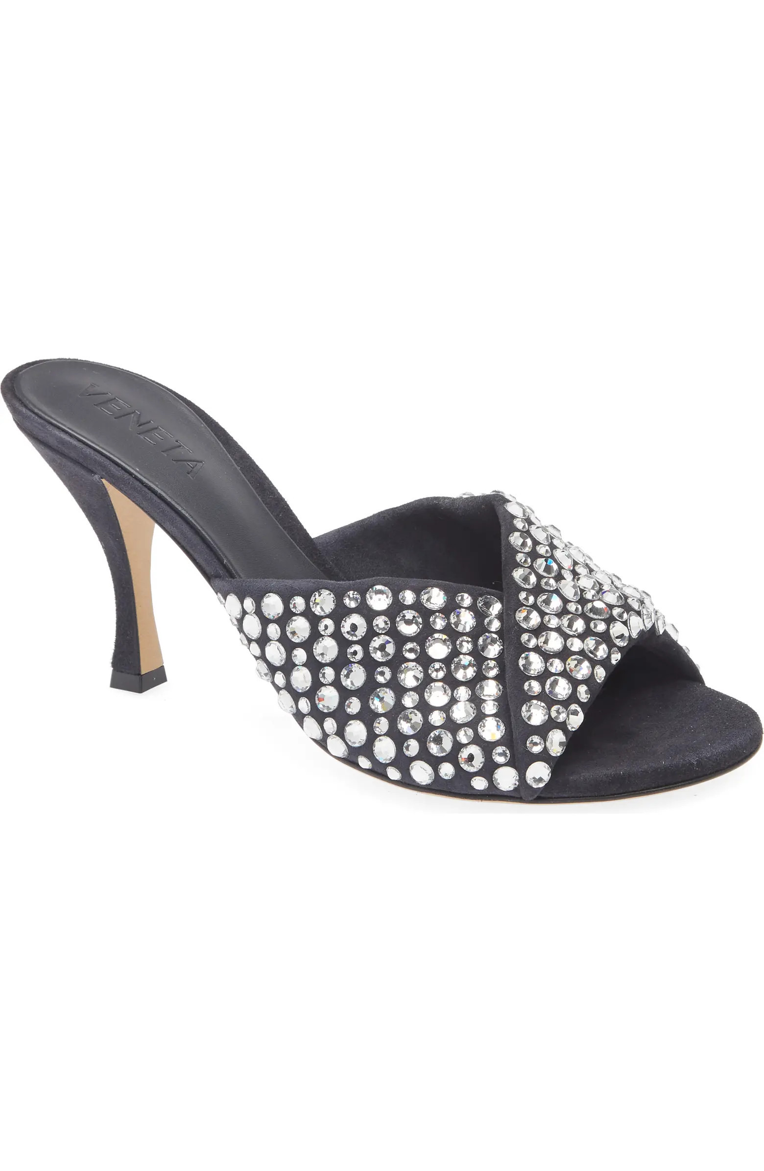 Bottega Veneta Blink Rhinestone Lambskin Suede Sandal (Women) | Nordstrom | Nordstrom