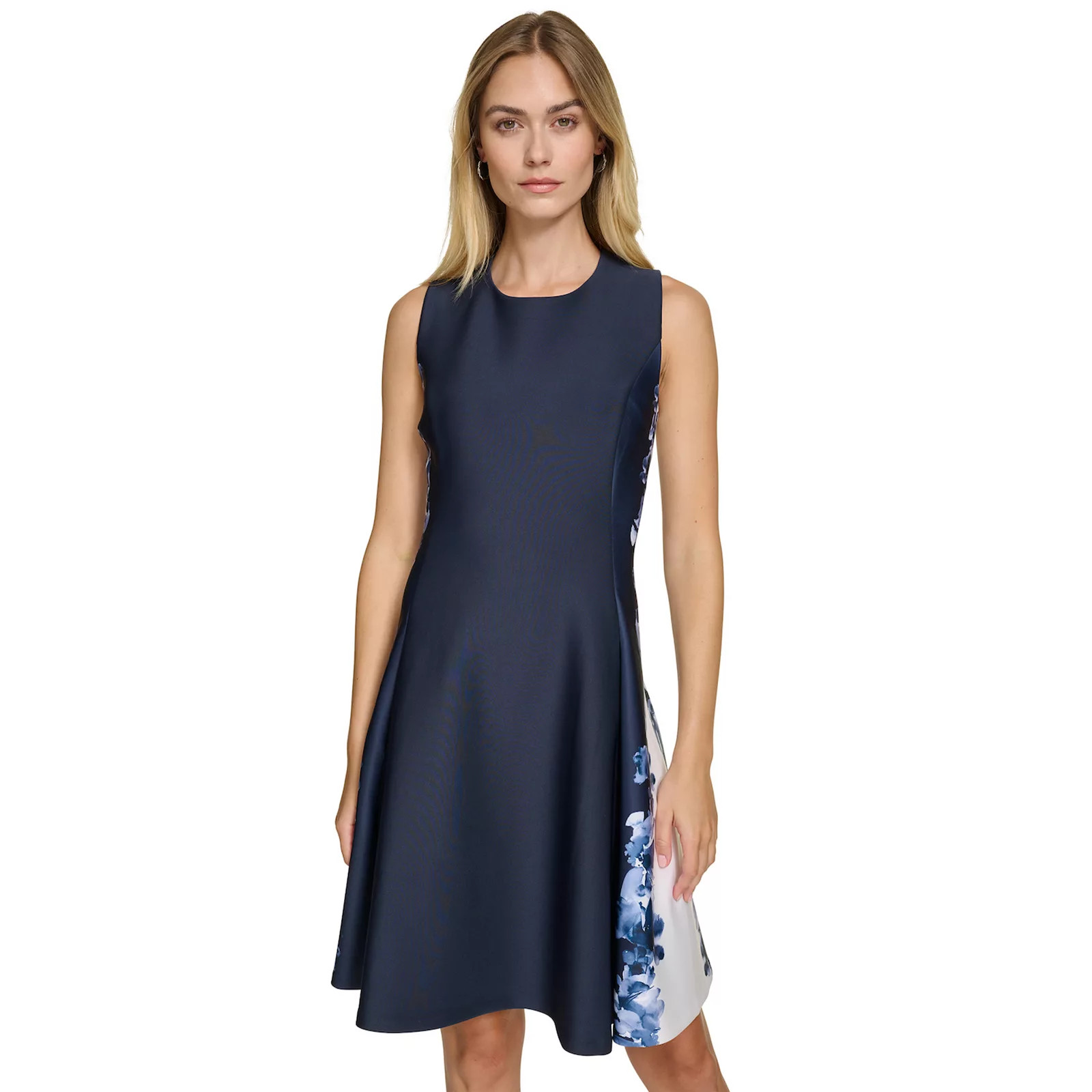 Women's Harper Rose Sleeveless Fit & Flare Scuba Dress, Size: 8, Blue Floral | Kohl's