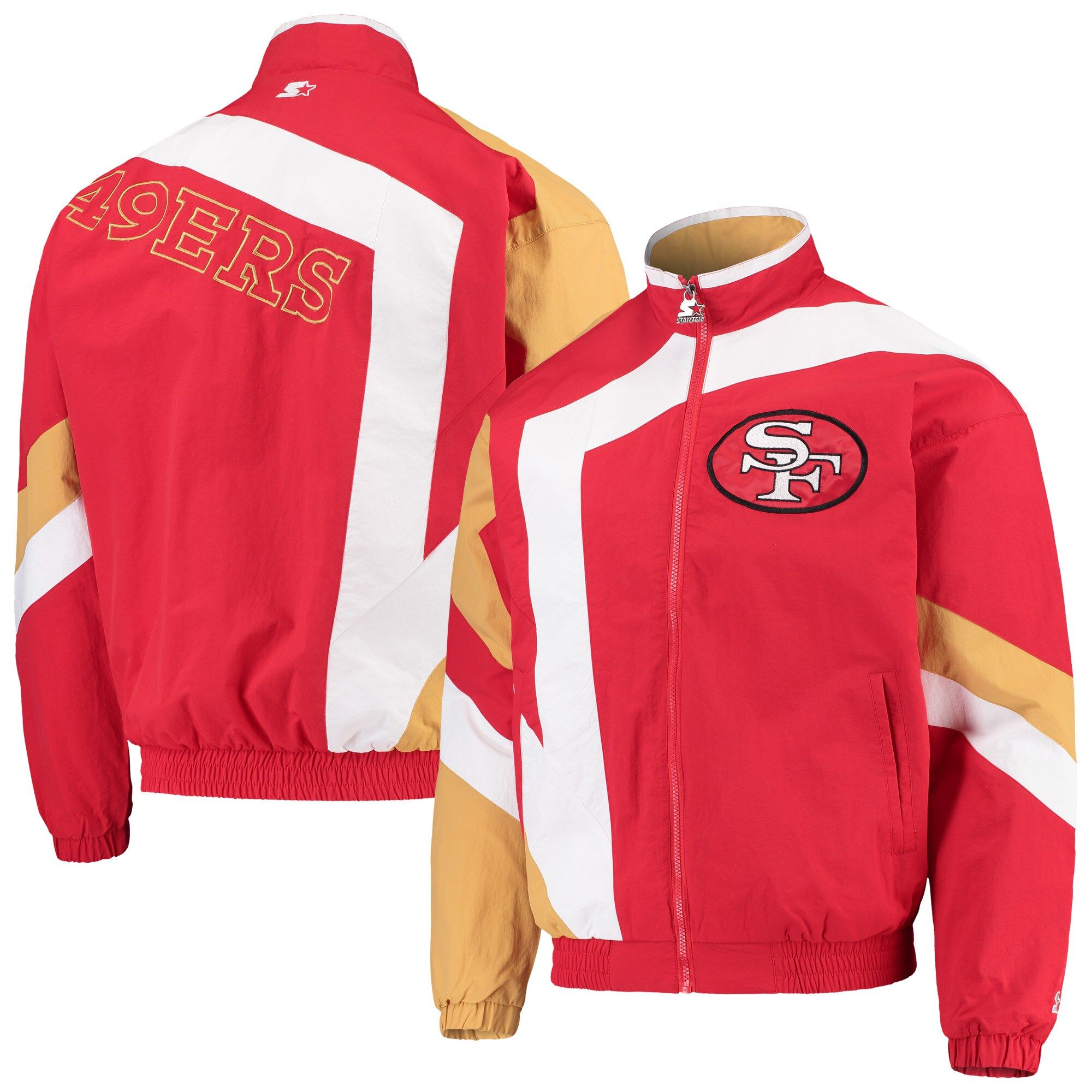 San Francisco 49ers Starter Throwback Star Full-Zip Jacket - Scarlet/White | Fanatics.com