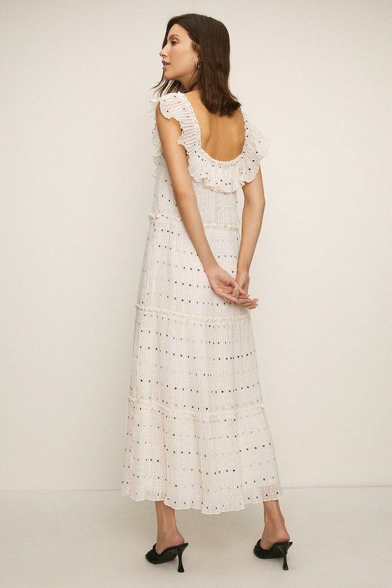 Embroidered Polka Dot Tiered Dress | Oasis UK & IE 
