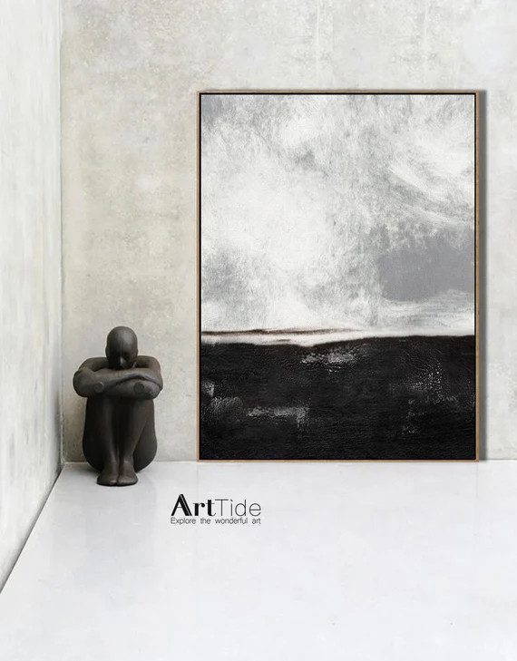 Minimalist painting on canvas Black and White Painting | Etsy | Etsy (US)