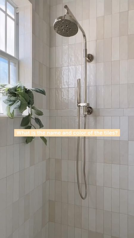 The tiles add so much texture to the bathroom. They look like Zellige but are not and definitely a lot more affordable. Love the pearly color and how much depth and dimension it adds to this shower  

#LTKhome