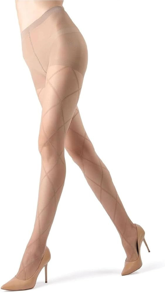 MeMoi Diamond Patterned Sheer Tights, Elegant Control Top Tights for Women, Flexible Comfort - Si... | Amazon (US)