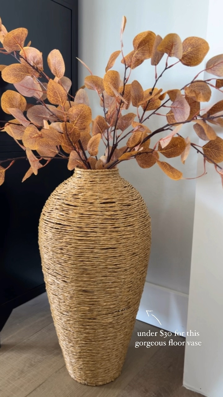 Loving this combo from Walmart! This woven floor vase is huge and so gorgeous. Best part it’s under $30!! Also loving this fall eucalyptus stems which are sold on Amazon and Walmart  

#LTKHome #LTKSeasonal #LTKFindsUnder50