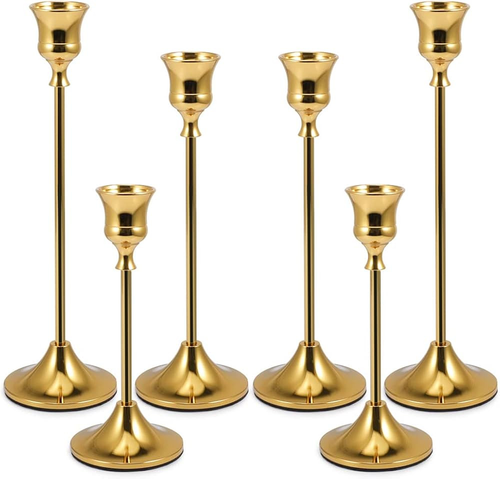 Candlestick Holders, Taper Candle Holders Brass Gold Candlestick Holder Candle Stick Holders kit ... | Amazon (US)