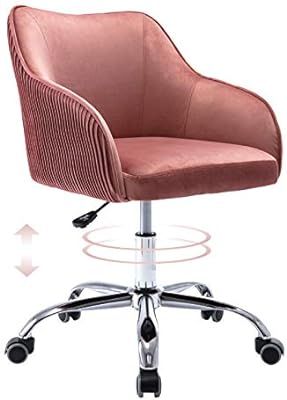 Cute Pink Desk Chair for Teens Girls, Upholstered Home Office Computer Desk Chairs with Wheels an... | Amazon (US)