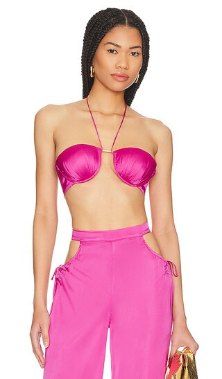 Vicky Bralette in Hot Pink | Pink Matching Set | Pink Pants Outfit Pink Wide Leg Pants Outfit Ideas | Revolve Clothing (Global)