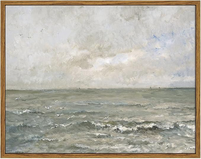 VIYYIEA Ocean Landscape Framed Wall Art, Seascape Vintage Paintings Art Decor Aesthetic, Canvas P... | Amazon (US)