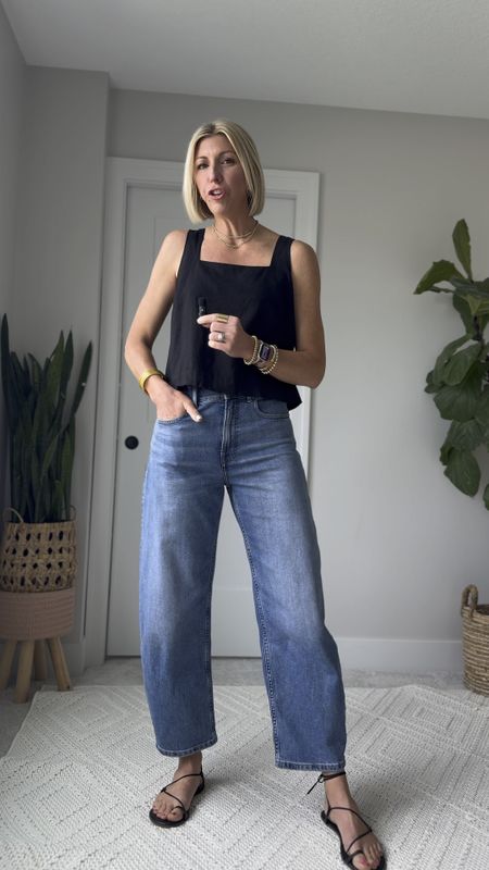 Jeans look for summer ☀️

These high-rise, curvy, cropped jeans are perfect for Summer paired with sandals and a linen tank 

I’m wearing my tts 27 (in the 29” inseam) I’m 5’10” for height reference 

#LTKVideo #LTKFindsUnder100 #LTKOver40
