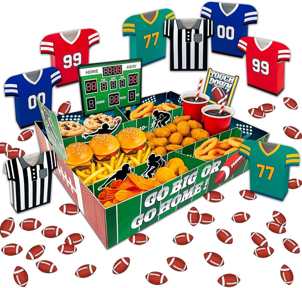 49-Piece Football Stadium Food Tray Kit – Paper Snack Boxes, Confetti and Large Stadium Tray fo... | Amazon (US)