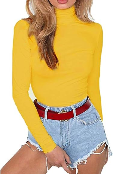 PALINDA Women's Long Sleeve Striped Basic Solid Round Neck Bodysuit Stretchy Leotards | Amazon (US)