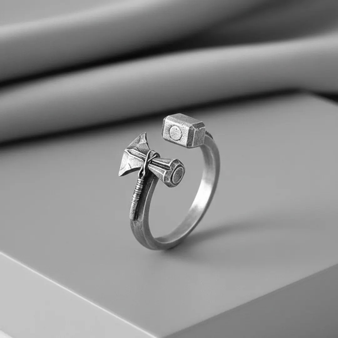 Thor Hammer-axe Unisex Ring, Dainty Viking Silver-jewelry Gift for Him/her, Marvel's Thor Hammer-... | Etsy (US)