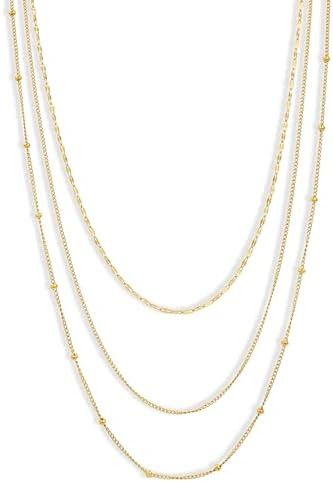 CONRAN KREMIX Waterproof Gold Necklace Layered Necklaces for Women Non Tarnish,14k Gold Plated St... | Amazon (US)