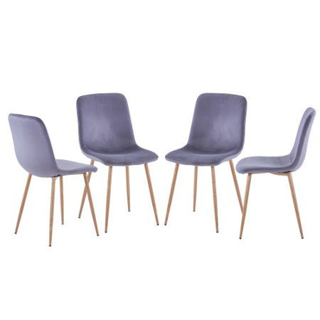 Gray Fabric Dining Chairs Sets of 4, Upholstered Linen Cushion and Backrest, Dining Chairs Iron Tube | Walmart (US)