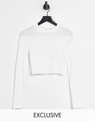 COLLUSION rib long sleeve t-shirt in white | ASOS (Global)
