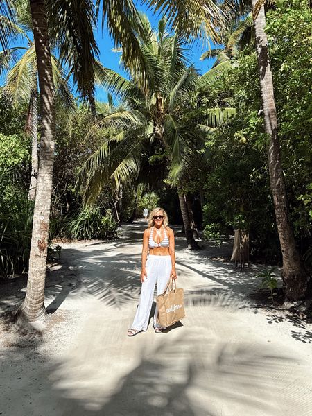 Best white comfy trousers - white trousers - white pants - beach pants - beach trousers - Maldives outfit - summer outfit - summer holiday outfit - beach holiday - Abercrombie - Abercrombie and fitch - Abercrombie & fitch - wide leg pants - wide legged pants - white pants - white trousers - tote bag - jute tote bag - stripe bikini - Heidi klein bikini - Charles and Keith sandals - celine sunglasses - celine triomphe sunglasses 

#LTKfindsunder50 #LTKtravel #LTKswim