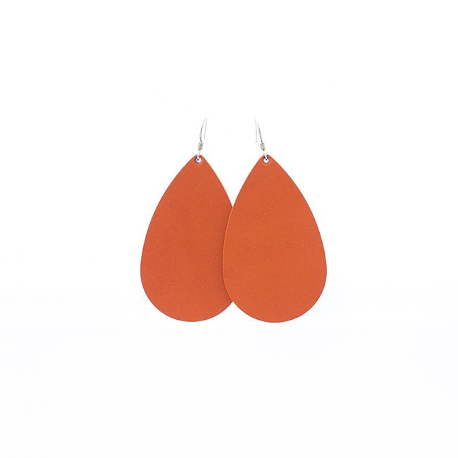 N&S Select Orange Leather Earrings | Nickel and Suede