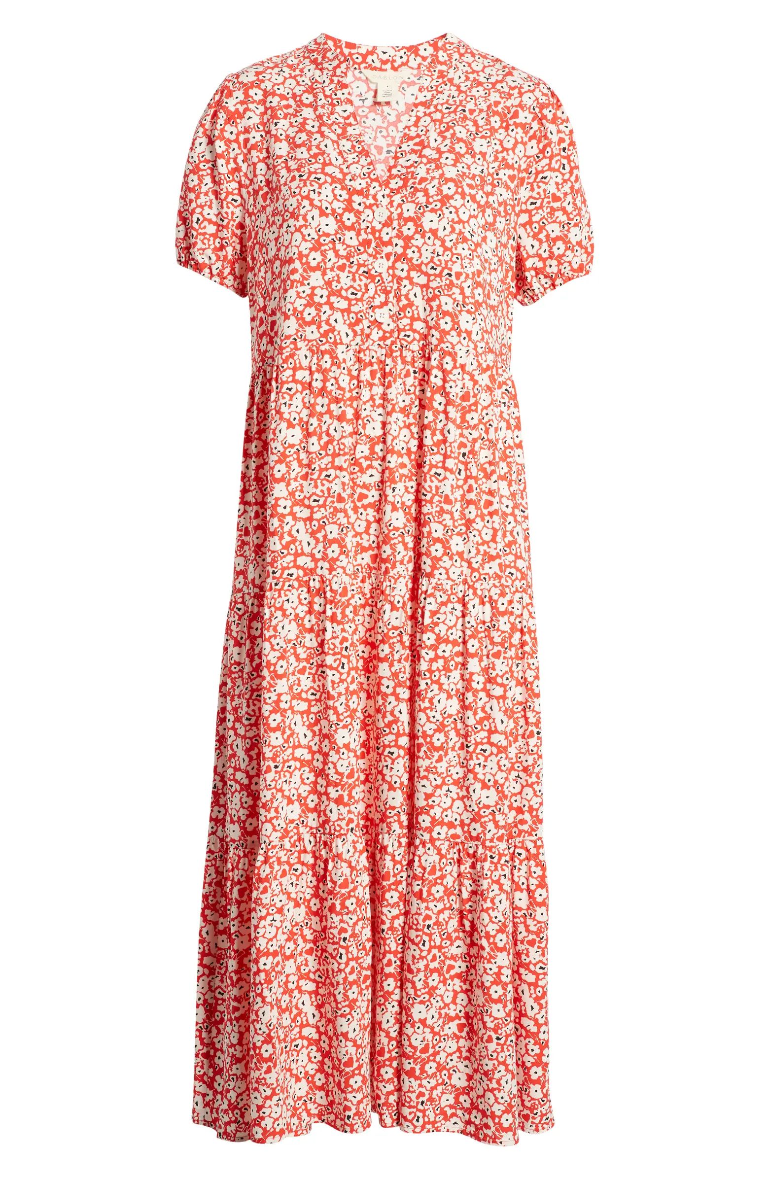Floral Short Sleeve Tiered Maxi Dress | Nordstrom