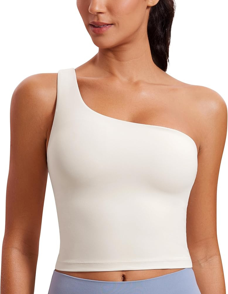 CRZ YOGA Butterluxe One Shoulder Longline Sports Bra for Women - Asymmetrical Yoga Bra Workout Cr... | Amazon (US)