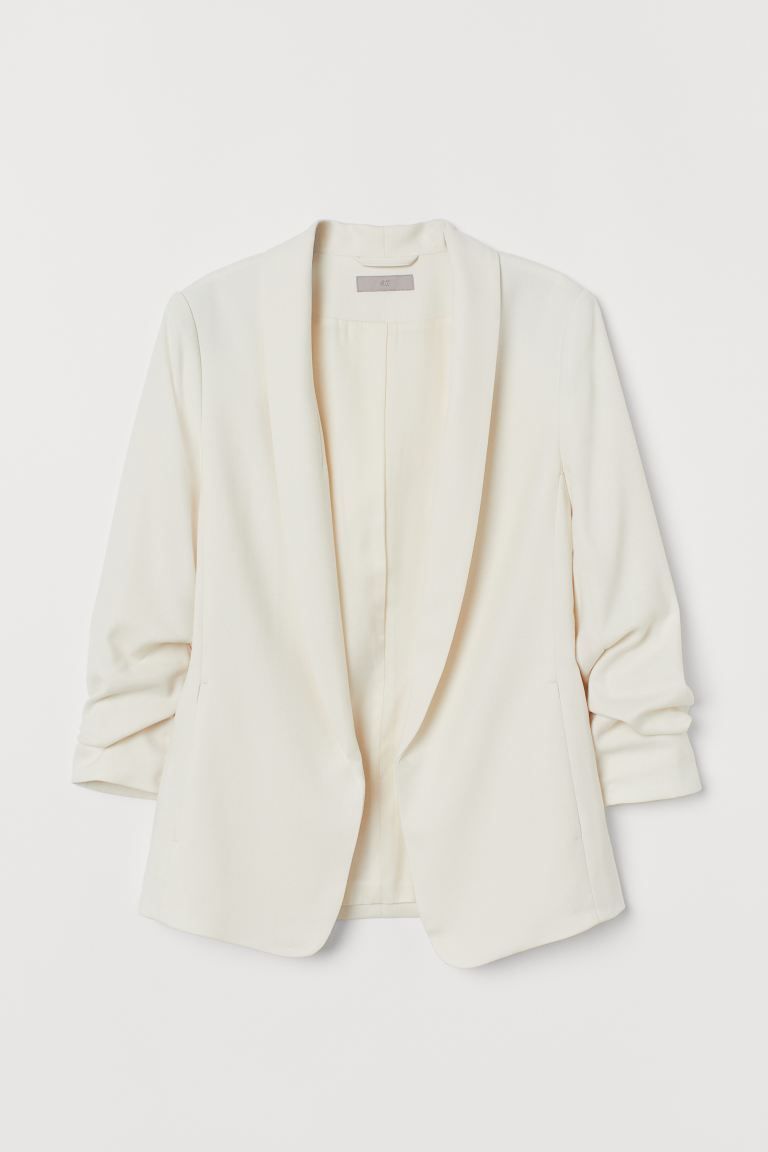 Jacket in woven fabric with a shawl collar, side-seam pockets, and gathered, 3/4-length sleeves. ... | H&M (US)