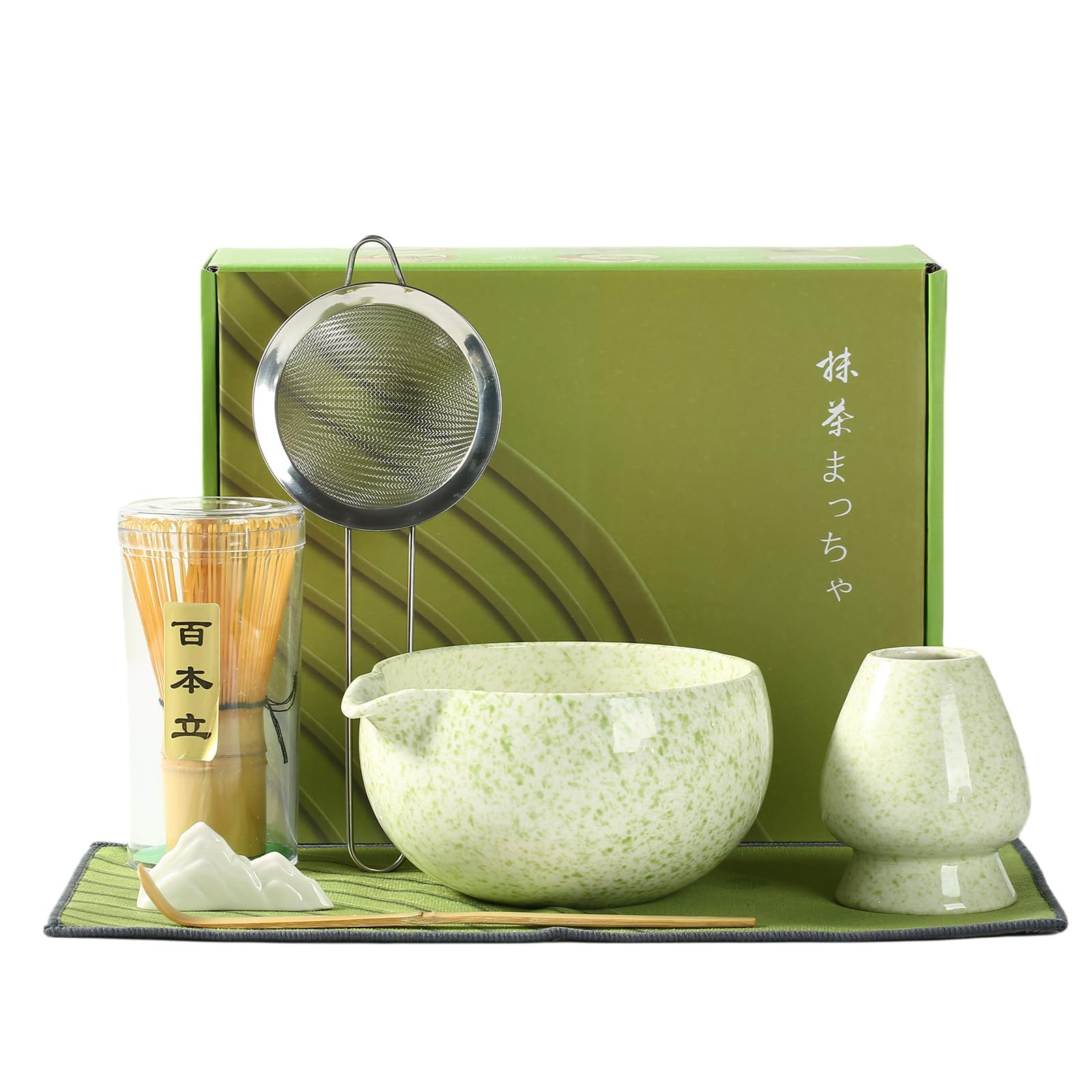 Matcha Whisk Set, Ceramic Matcha Set with Spout, Matcha Bowl Kit with Sifter, Whisk and Holder, B... | Amazon (US)