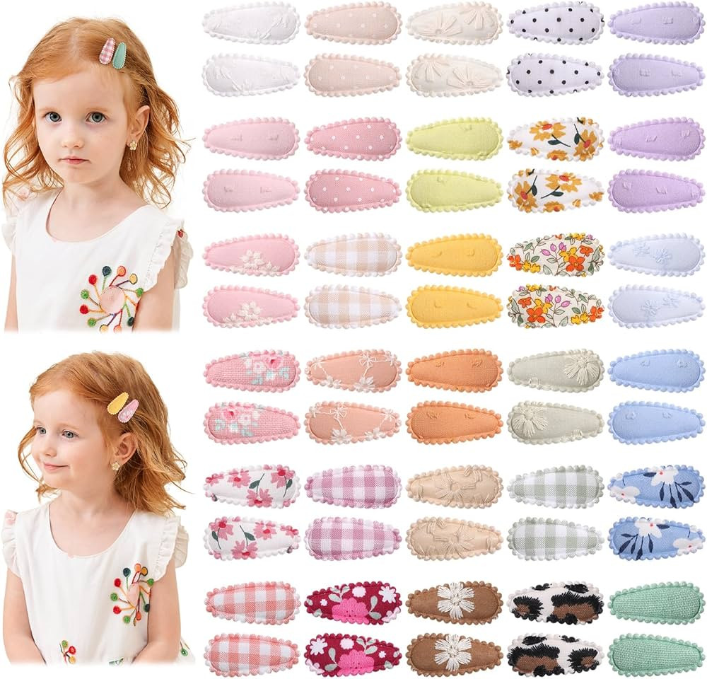 60 PCS Snap Flower Pattern Hair Clips for Fine Hair - 1.5 Wrapped Mini Barrettes and Hair Accesso... | Amazon (US)