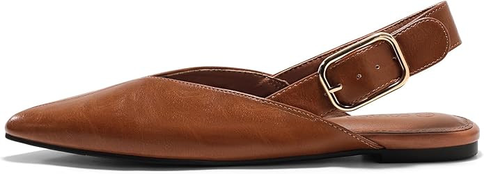 Coutgo Womens Slingback Flats Closed Pointed Toe Slip On Flat Sandals Work Office Dress Shoes | Amazon (US)
