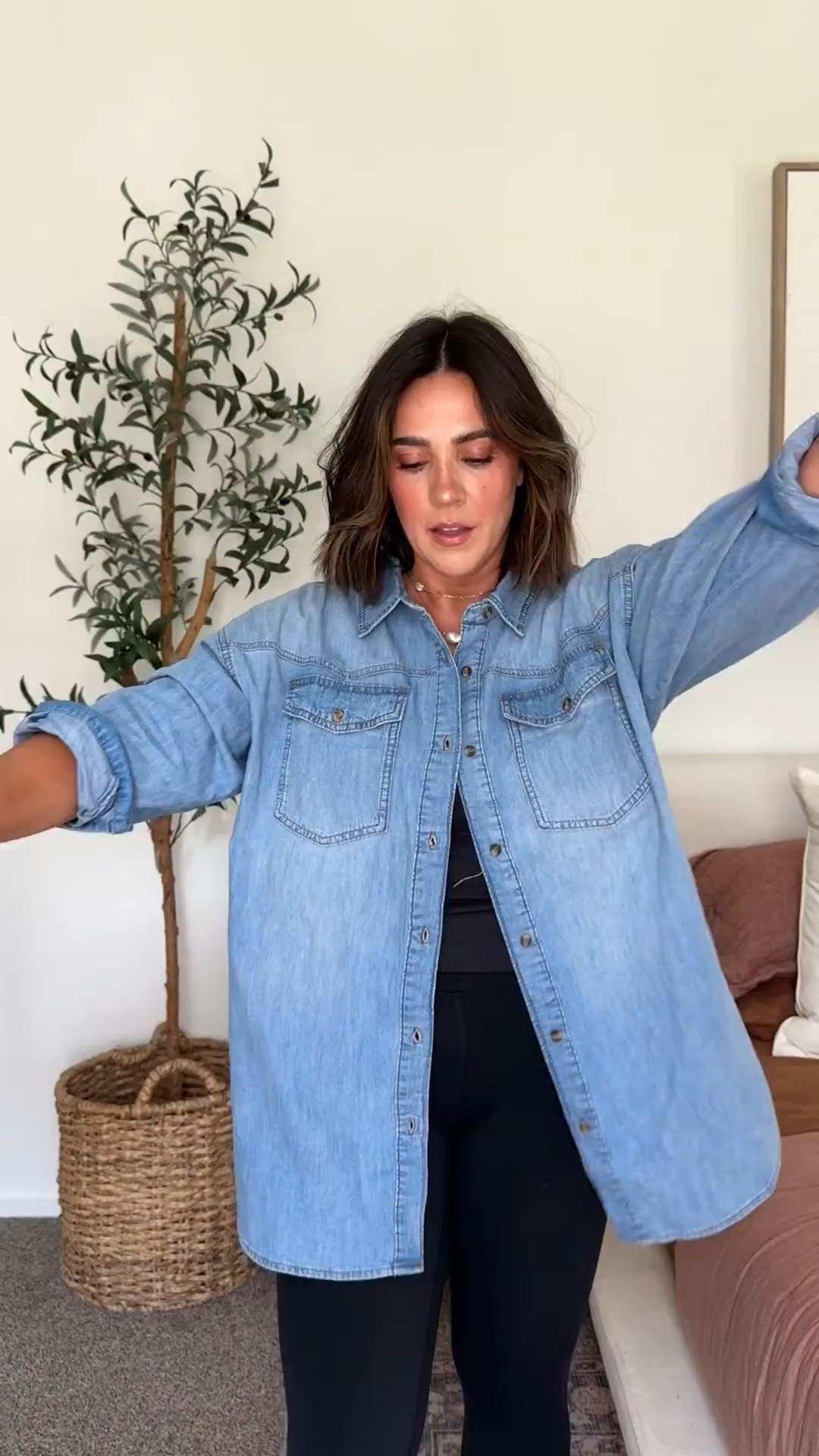 My dream oversized denim shirt, it’s lightweight and layerable. I love it so much! Size L in all. 

#LTKMidsize #LTKSeasonal #LTKootd