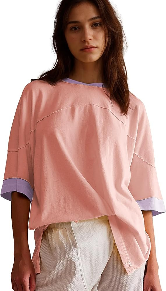 Songling Womens 3/4 Length Sleeve Casual Loose Fit Summer Tee Shirt Basics Cotton t Shirts Trendy... | Amazon (US)