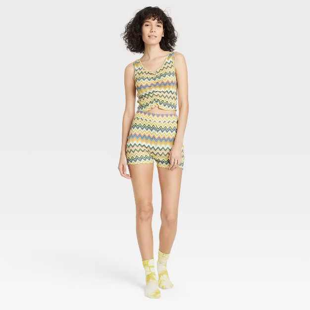 Women's Chevron Print Tiny Tank and Shorts Pajama Set - Colsie™ Yellow | Target