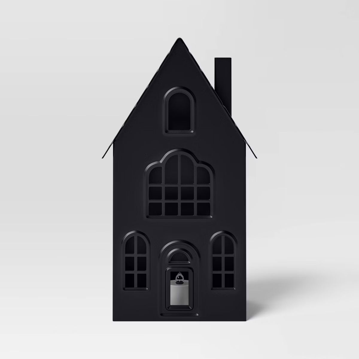 11" Lit Metal House Halloween Mantel Decorative Sculpture Black - Hyde & EEK! Boutique™ | Target