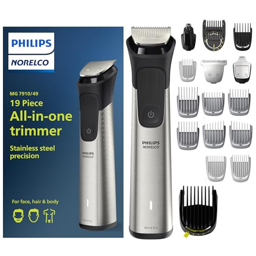 Philips Norelco Multigroom Series 7000, Mens Grooming Kit with Trimmer for Beard, Head, Hair, Body, Groin, and Face - NO Blade Oil Needed, MG7910/49 | Amazon (US)
