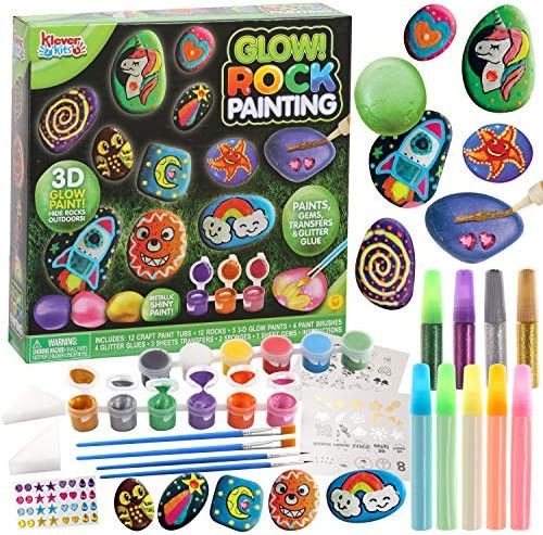 Rock Painting Kit, 43 Pcs Rock Paint Bundle, Arts and Crafts for Kids Ages 6-8+, DIY Art Supplies... | Amazon (US)