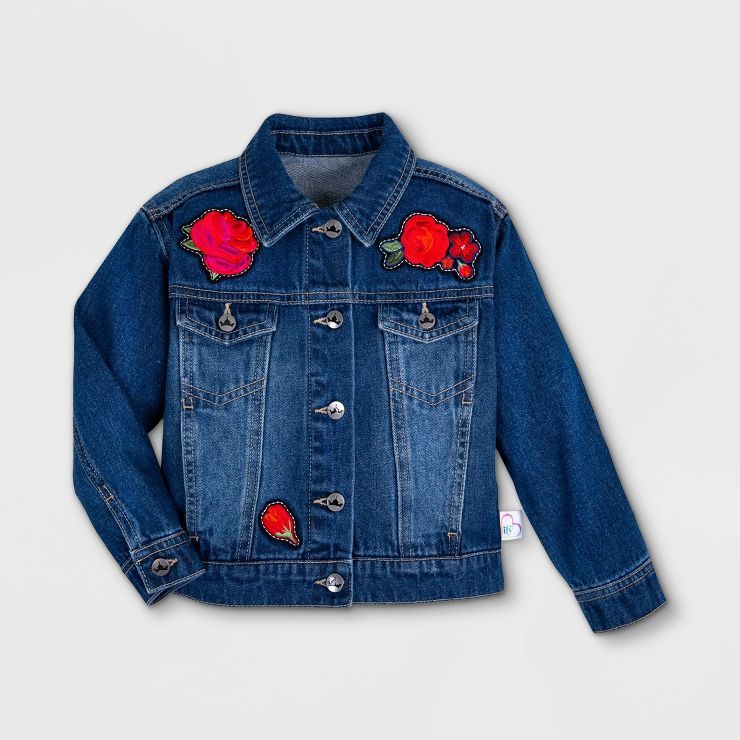 Girls' Disney Princess Belle Rose Denim Jacket - Blue - Disney Store | Target