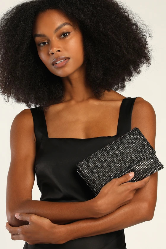 Sparkling Purse-onality Black and Silver Rhinestone Clutch | Lulus