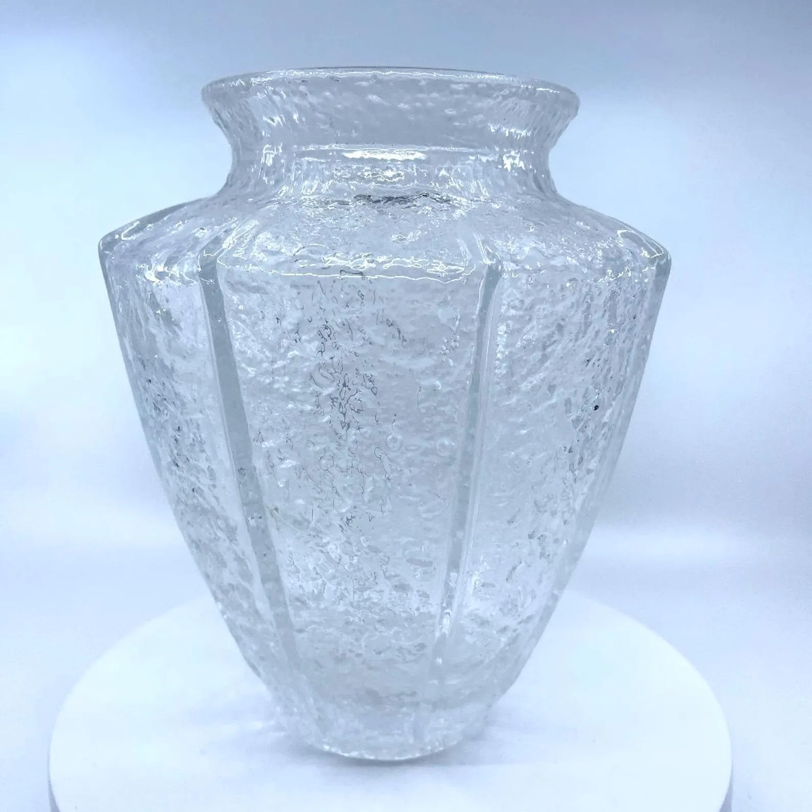 Vintage Clear Textured Art Glass Vase | Ice Glass Style | Mid-century Brutalist Studio Style Flow... | Etsy (Global)