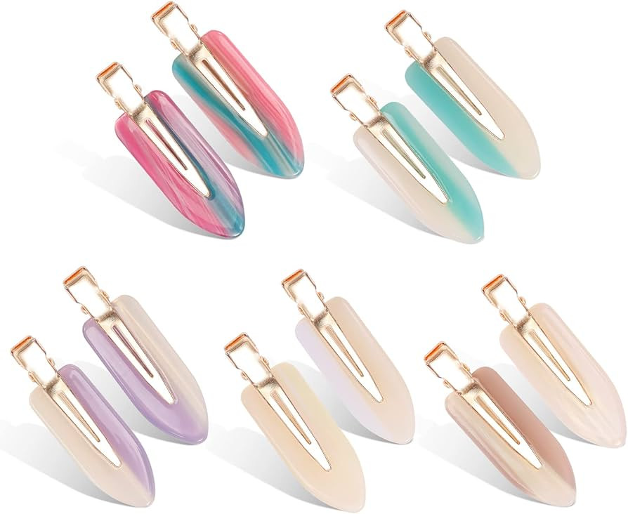 KesaPlan 10PCS No Bend Hair Clips, Acrylic Resin No Crease Hair Clips for Styling, Colorful Creas... | Amazon (US)