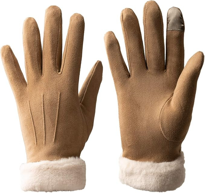 Vagasi Women Winter Gloves Touchscreen Warm Suede Gloves Texting Thermal Windproof for Running Dr... | Amazon (UK)