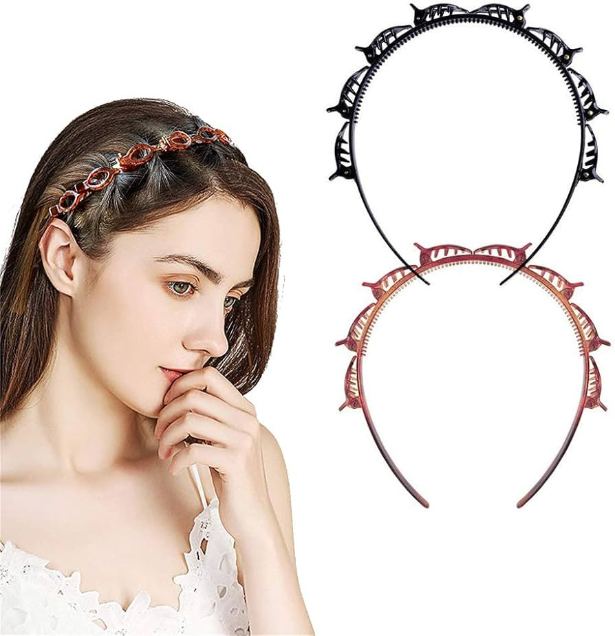 Double Bangs Hairstyle Hairpin, 2pcs Hairpin Headbands, Twist and Clip Headband/Korean Braided He... | Amazon (UK)