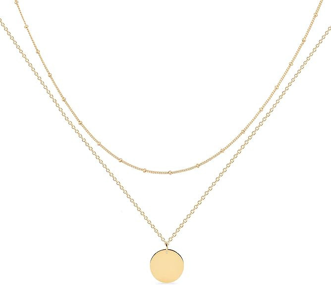 MEVECCO Layered Heart Necklace Pendant Handmade 18k Gold Plated Dainty Gold Choker Arrow Bar Laye... | Amazon (US)