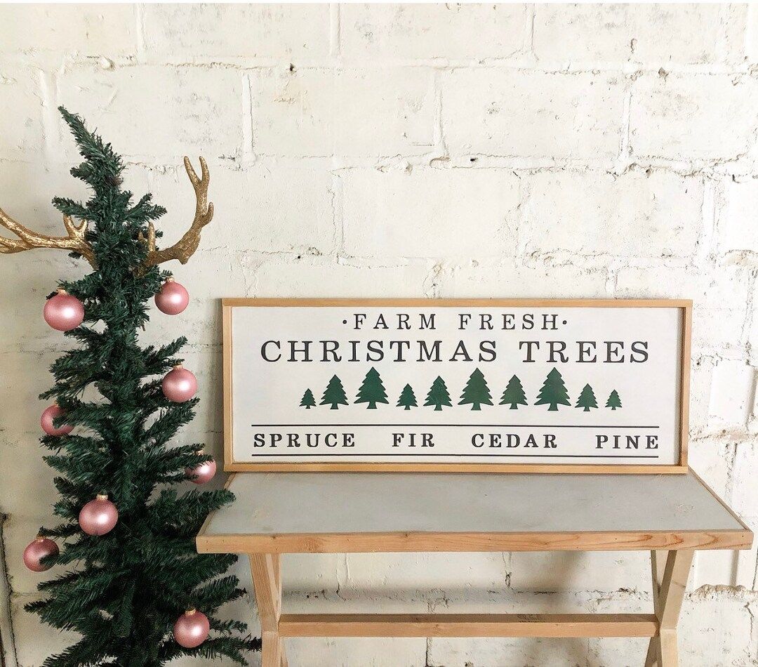 Farm fresh Christmas framed wall decor / Wood signs / Home decor signs / Christmas decor / Season... | Etsy (US)