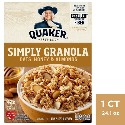 Quaker Simply Granola Regular, Oats, Honey, Almond - 24.1oz: Whole Grain, No Artificial Flavors | Target