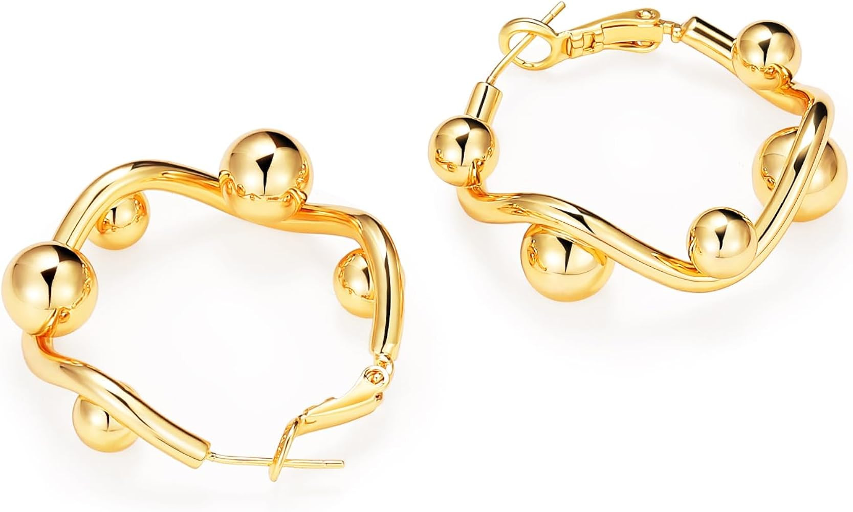 Paperclip Earrings for Women 18K Gold Chain Link Hoop Earrings Thin Link Hoop Earrings Trendy Lin... | Amazon (US)