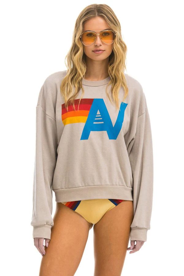 LOGO RELAXED CREW SWEATSHIRT - SAND | Aviator Nation